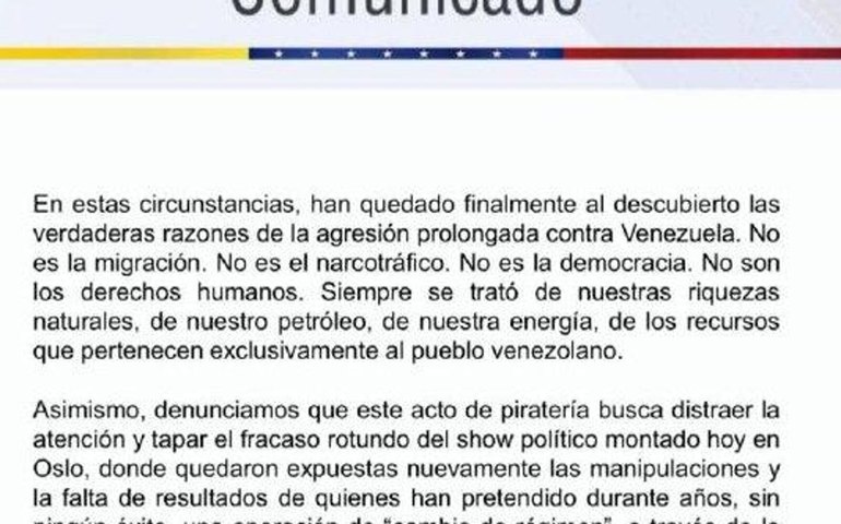 Venezuela condena apreensão de petroleiro por forças dos EUA e acusa ato de pirataria