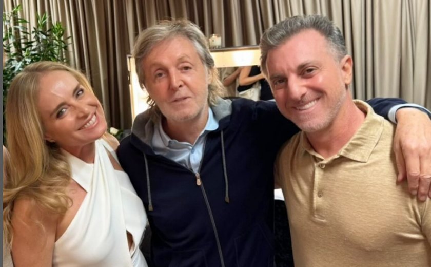 Luciano Huck e Angélica tiram foto com Paul McCartney em bastidor de show