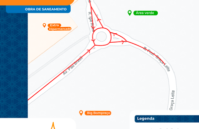 Trecho na Gruta de Lourdes é interditado para obras de saneamento