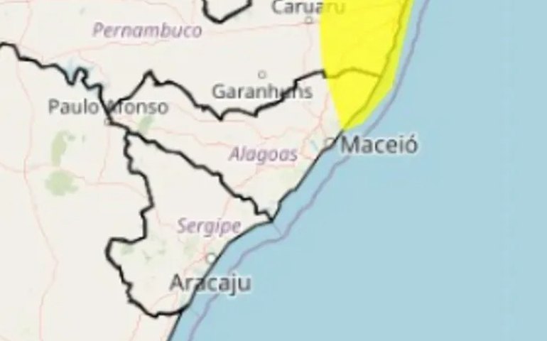 Inmet emite alerta amarelo de chuvas para Maceió e mais 16 cidades de Alagoas
