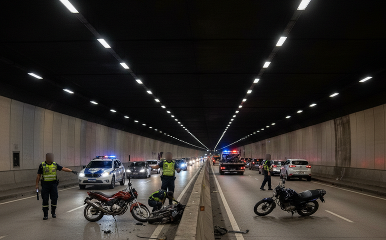 Motociclista de 22 anos morre após colisão entre duas motos no Túnel Rebouças