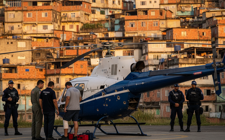 Helicóptero a serviço da Cedae é alvo de tiros no Rio; prestador de serviço é ferido