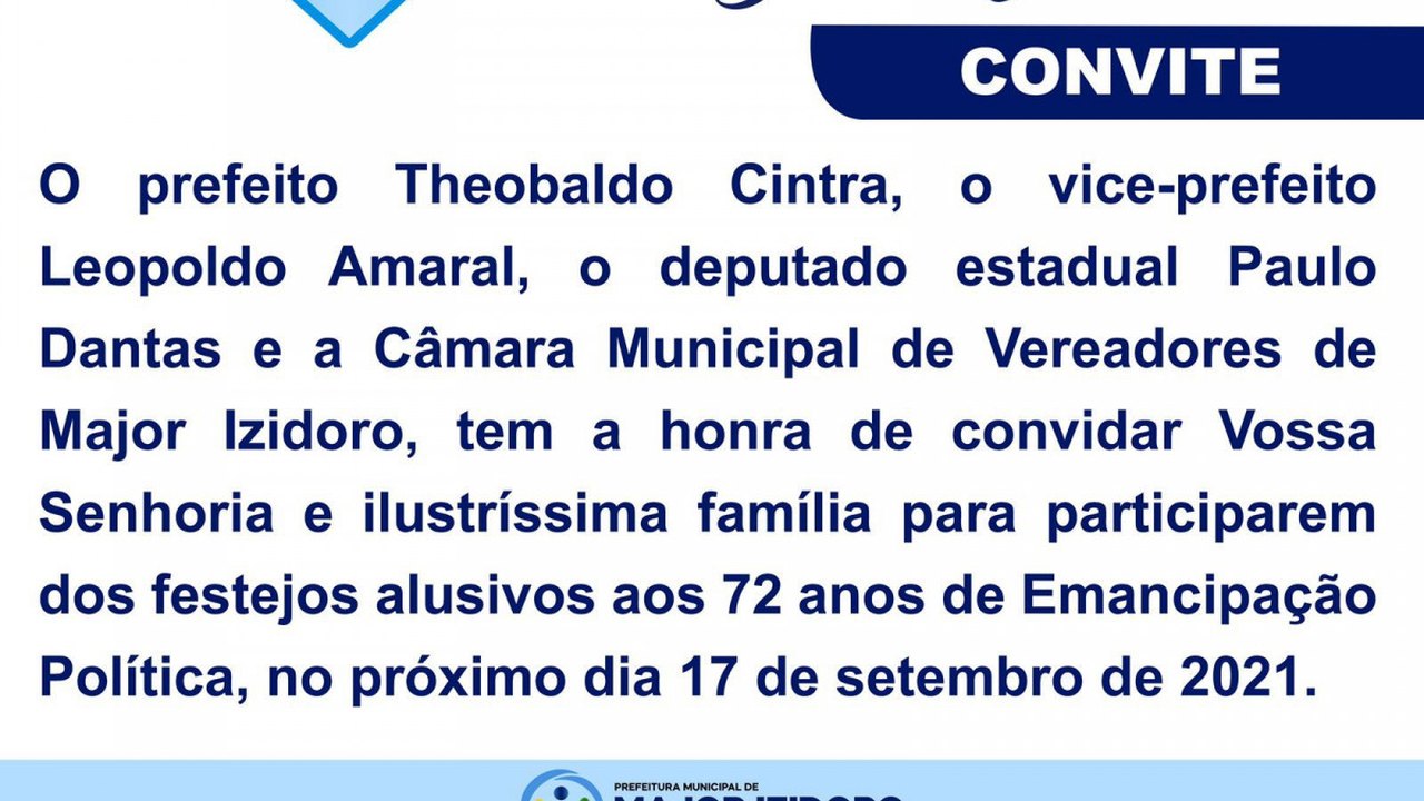 Major Izidoro festeja 72 anos de emancipação e prefeito faz entrega de obras a população