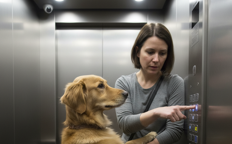 Cachorro reconhece andar do prédio ao subir no elevador