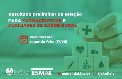 TJ divulga gabarito definitivo e resultado preliminar de seleção para farmacêutico e auxiliar de saúde bucal