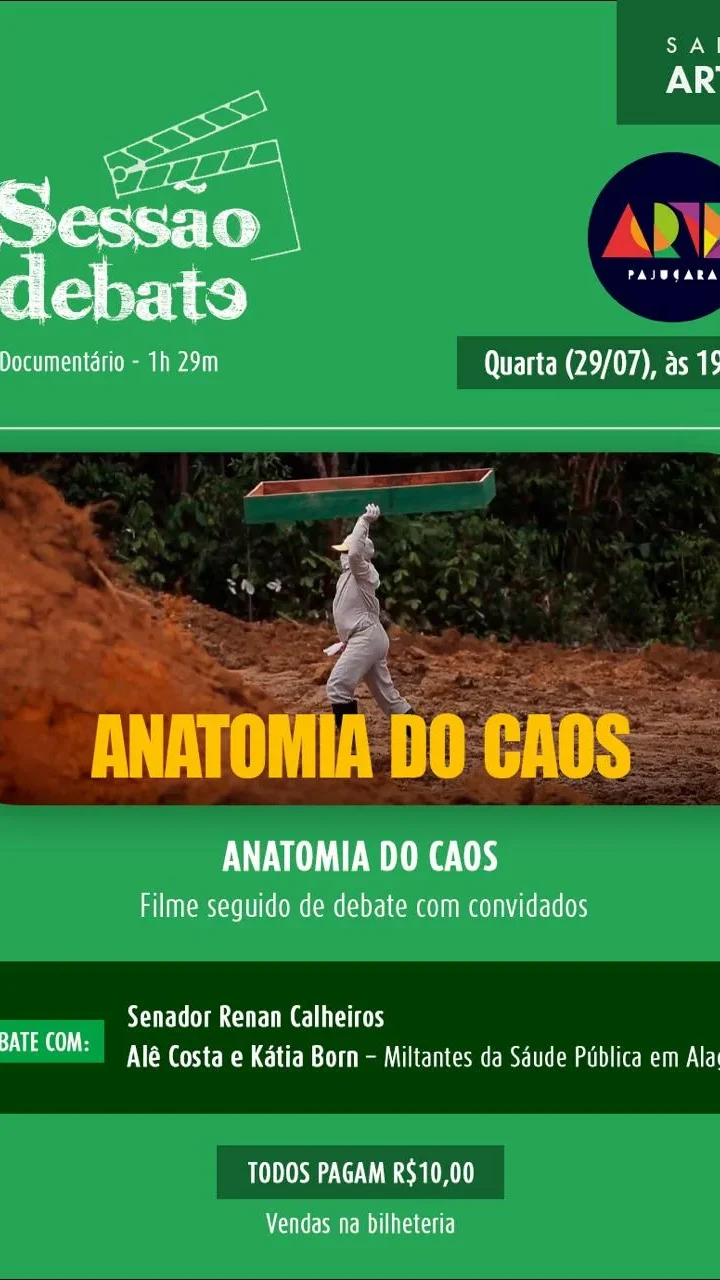 “Anatomia do Caos” será exibido em Maceió com participação de Renan Calheiros e debate sobre a pandemia