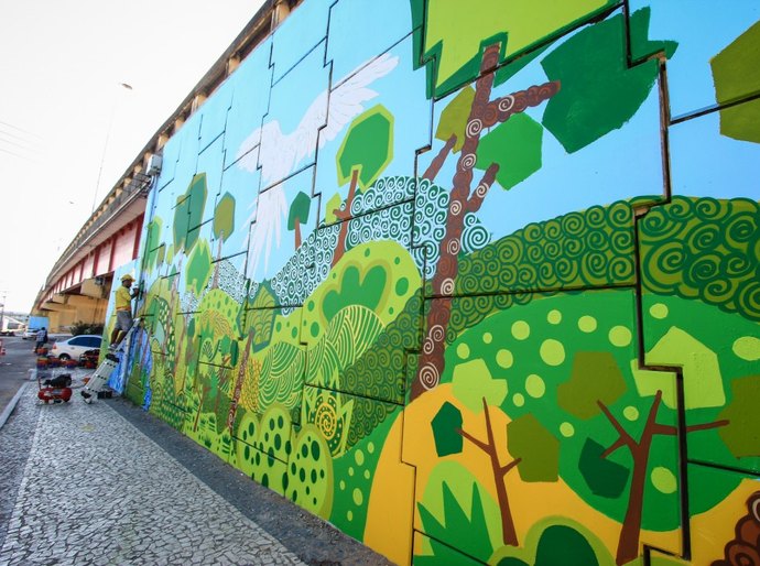 Maceió 200 anos: Viaduto Ib Gatto Falcão recebe pintura
