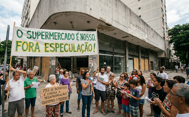 Segundo pesquisa, 75% dos moradores de Botafogo são contra acabar com supermercado em prédio que prefeitura quer leiloar