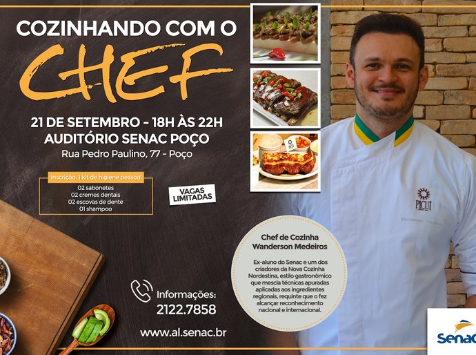 Nesta quarta: Senac promove evento gastronômico “Cozinhando com o Chef”