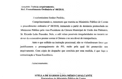 Por falta de irregularidade, MP de Contas pede arquivamento de denúncia sobre as Atas de Refeições e Urnas Funerárias da Prefeitura de União