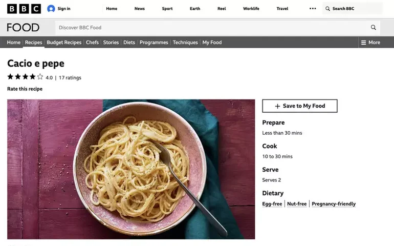 BBC corrige receita de 'cacio e pepe' após indignação na Itália