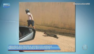 Homem é flagrado arrastando cadela em uma moto na cidade de Propriá
