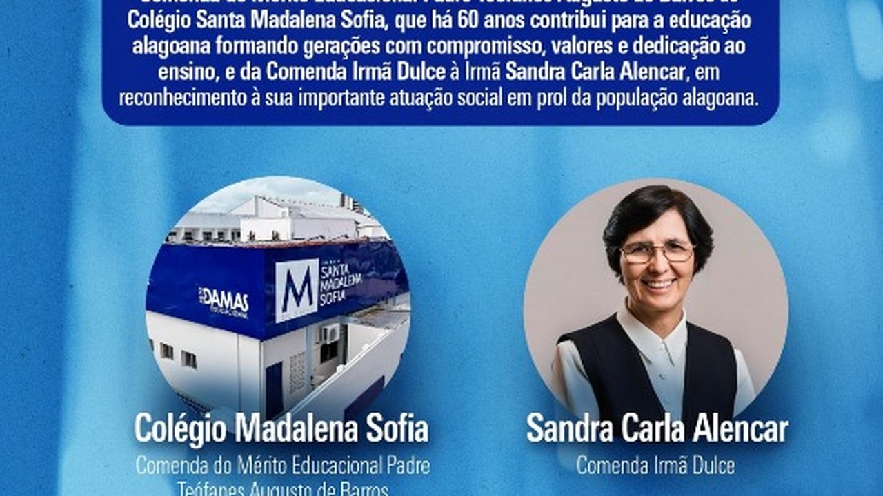 Assembleia homenageia Colégio Madalena Sofia e irmã Sandra Alencar em sessão solene