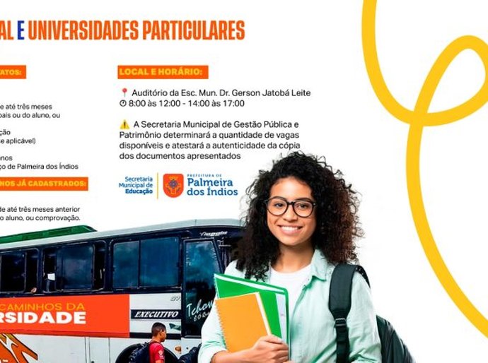 Palmeira: Cadastramento do programa Caminhos da Universidade começa nesta terça (20)