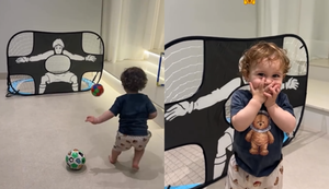 Menino mostra talento e acerta todos os chutes com a perna esquerda / Foto: Reprodução