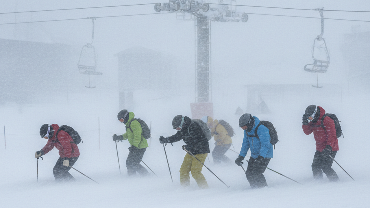 Tempestade de neve surpreende visitantes em estação de esqui japonesa