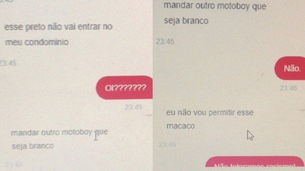 Cliente barra entregador negro em condomínio