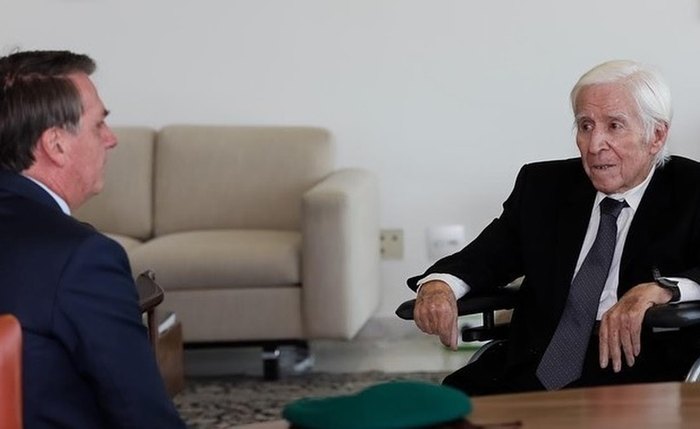 Presidente Jair Bolsonaro e Sebastião Curió, o Major Curió, durante encontro no Planalto