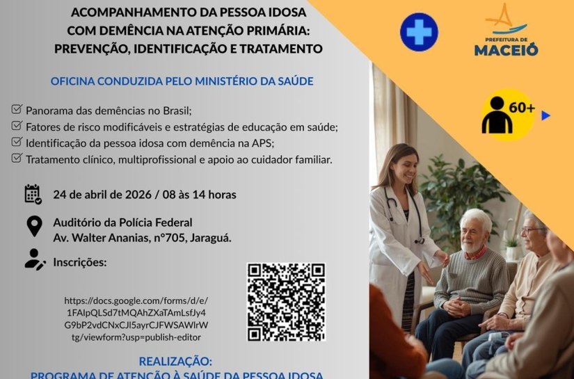 Saúde abre inscrições para oficina sobre acompanhamento da pessoa idosa com demência