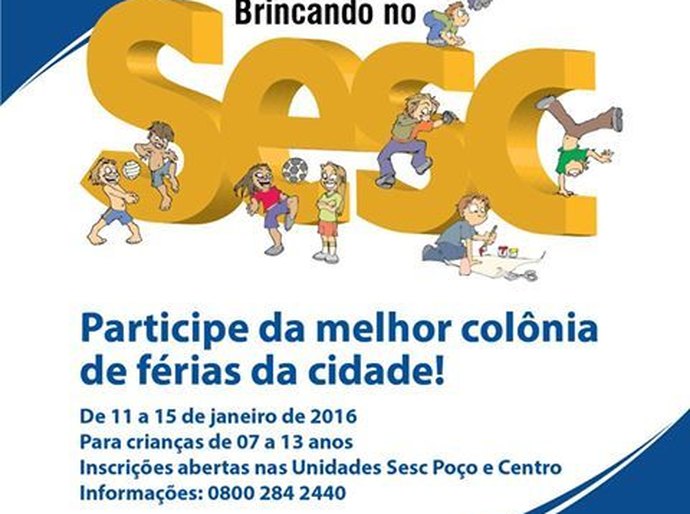 Sesc abre inscrições para colônia de férias na unidade de Guaxuma em janeiro
