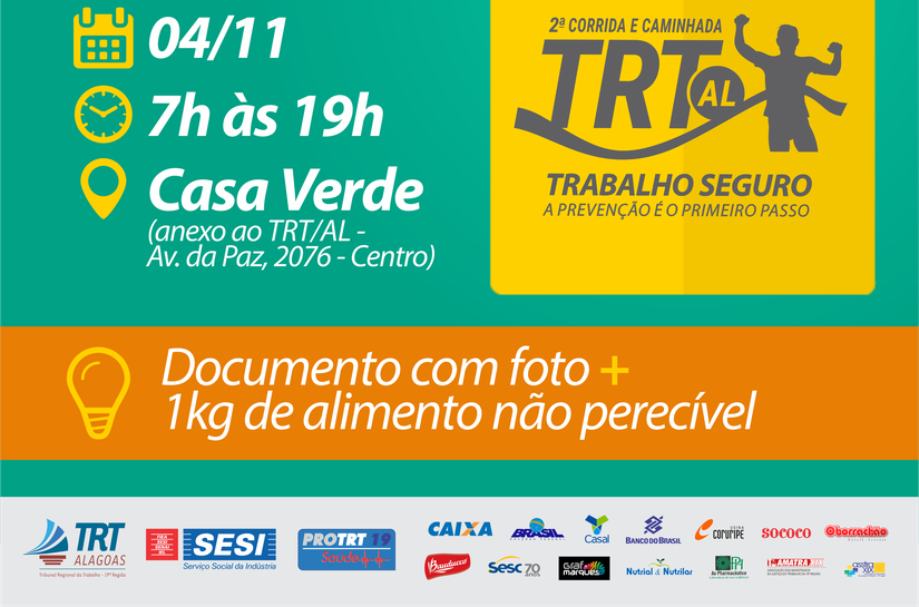 TRT/AL entrega kits da Corrida Trabalho Seguro, hoje (04)