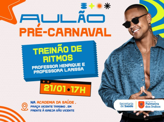 Por meio da Academia de Saúde, SMS realiza aulão pré-carnaval nesta quarta (21), em Palmeira