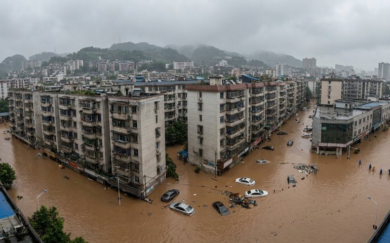 Chuvas torrenciais causam enchentes graves em Chongqing, na China