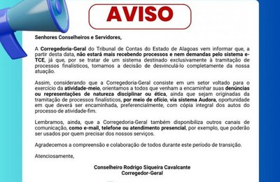 Corregedoria-Geral do TCE/AL informa sobre processos e demandas do sistema e-TCE
