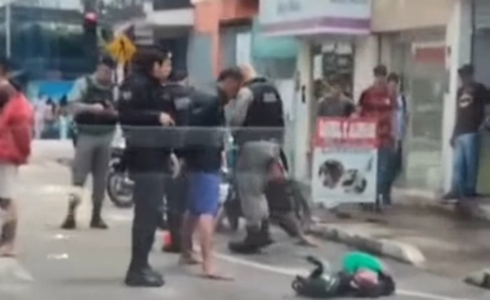 Momento da captura de um dos fugitivos