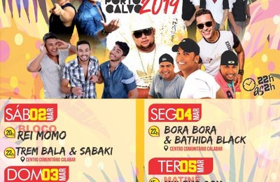 Prefeitura de Porto Calvo divulga programação do Carnaval 2019