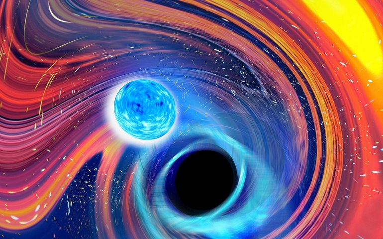 Órbita elíptica em fusão de buraco negro e estrela de nêutrons desafia modelos atuais