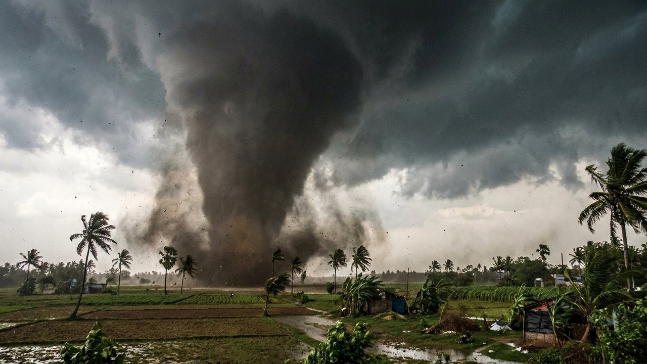 Tornado forte e raríssimo é registrado no sul da Índia