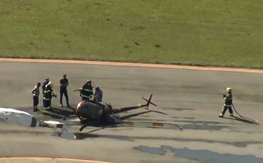 Helicóptero cai no Campo de Marte e deixa duas pessoas feridas
