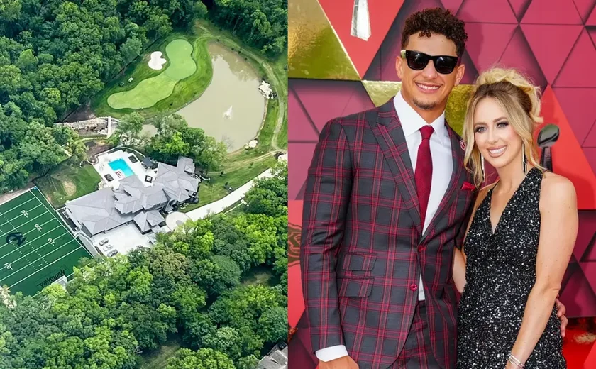 Patrick Mahomes, da NFL, termina sua mansão com lago privado e meio campo de futebol americano; veja fotos