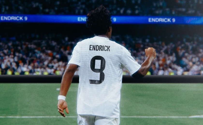 Endrick assume camisa 9 do Real Madrid no dia da renovação de Gonçalo Díaz e comemora