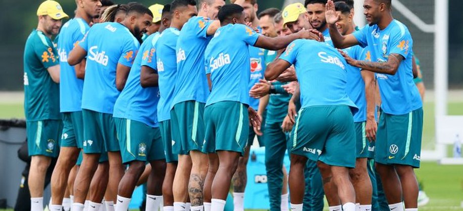 Soccer Football - FIFA World Cup 2026 - Brazil Training - Columbia Park Training Facility, Morristown, New Jersey, U.S. - June 26, 2026 General view of Brazil team members during training Reuters/Caean Couto/Proibida reprodução