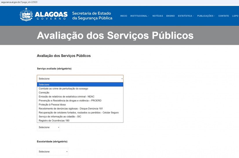 Segurança Pública disponibiliza formulário para avaliar serviços prestados à população
