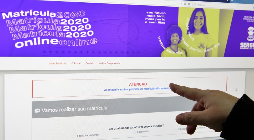 MATRÍCULAS ONLINE / Foto: Agência Sergipe de Notícias