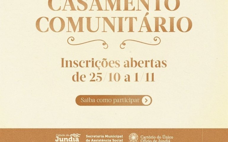 Assistência Social de Jundiá abre inscrições de casais para a 1ª edição do Casamento Comunitário