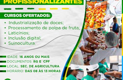 Secretaria de Agricultura de Piaçabuçu abre as inscrições para Cursos Profissionalizantes