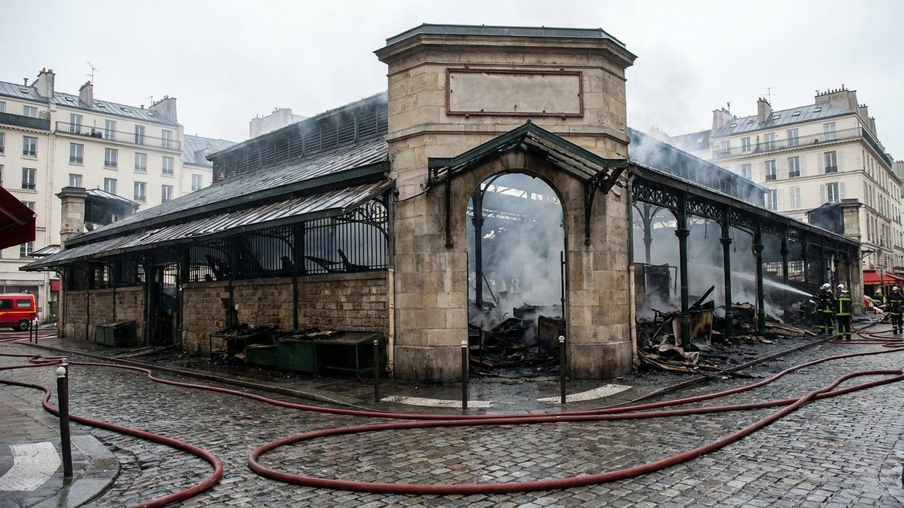 Incêndio destrói o mercado coberto mais antigo de Paris