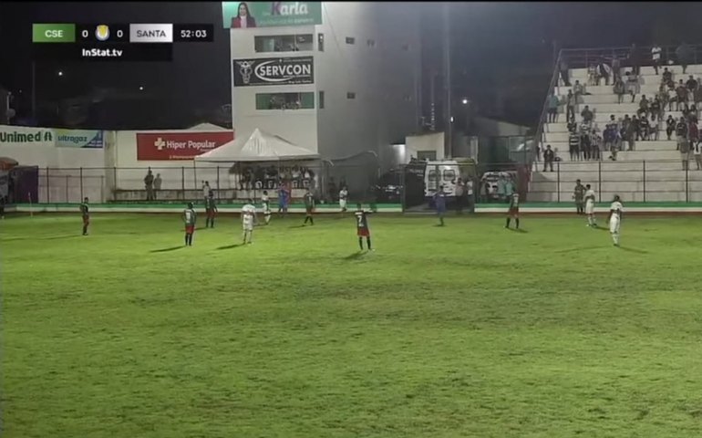 CSE e Santa Cruz empatam na Série D em jogo com muita chuva e gramado encharcado