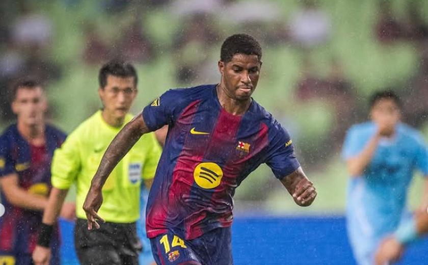 Rashford marca o primeiro pelo Barcelona em goleada sobre o Daegu em Seul