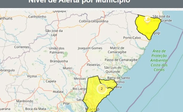 Diversos alertas foram emitidos para Alagoas devido às chuvas