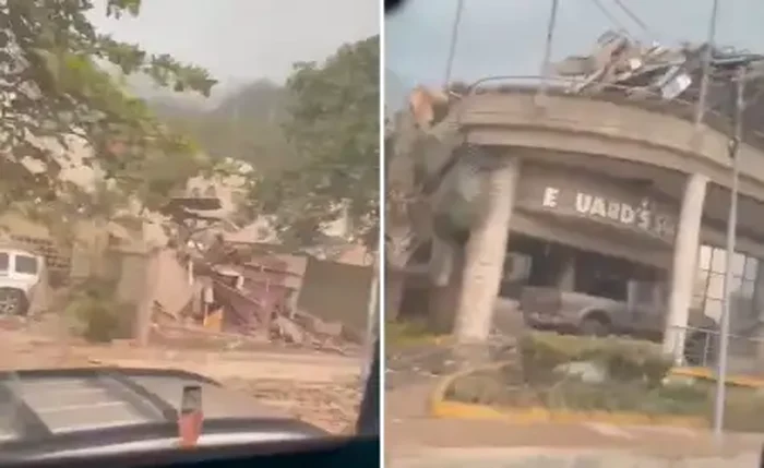 Área destruída após os terremotos que atingiram a região norte da Venezuela