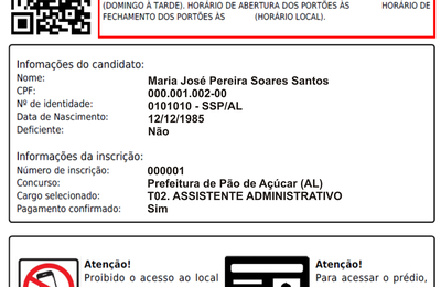 Provas do concurso público do município de Pão de Açúcar serão aplicadas no próximo domingo, 29