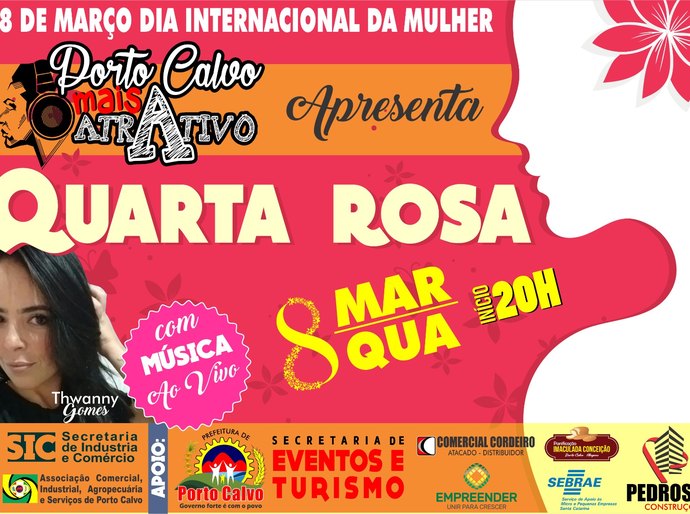 Porto Calvo Mais Atrativo apresenta Quarta Rosa no próximo dia 8 de março