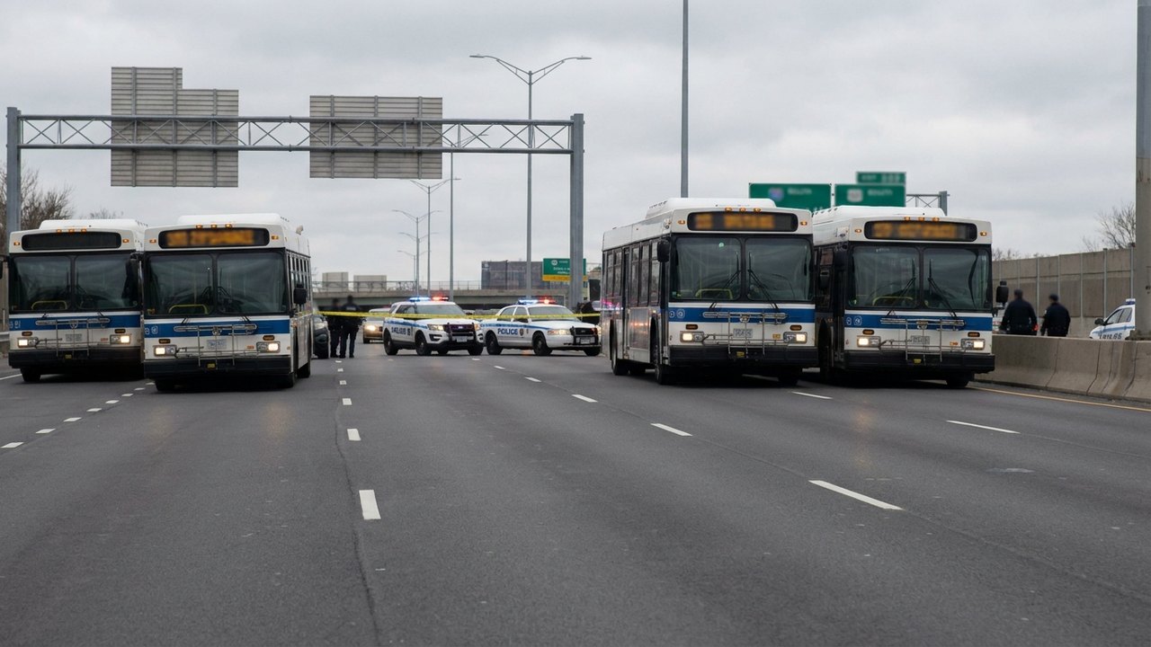 Durante operação da PM, criminosos usam ônibus como barricadas e fecham pista da Avenida Ayrton Senna
