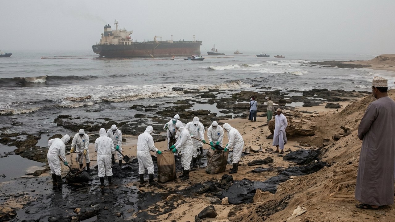 Omã relata que derramamento de óleo de petroleiro encalhado atinge sua costa