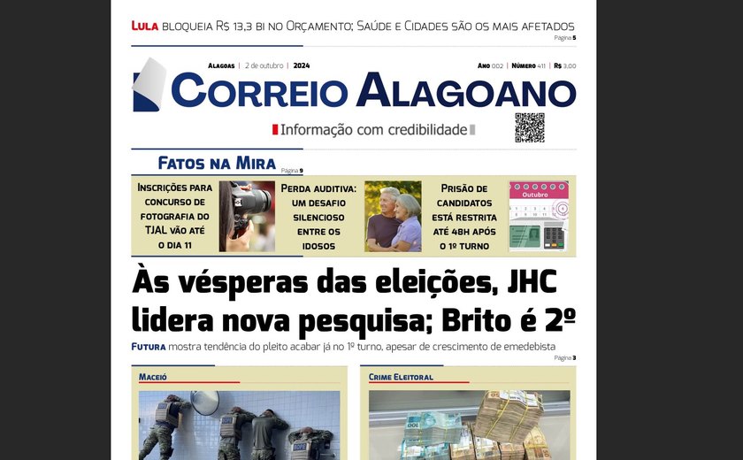 Às vésperas das eleições, JHC lidera nova pesquisa; Brito é 2º